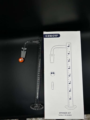 Preview pic of Ruler Quartz Slurper / Column Banger Spinner Kit with Eyeball Terp Pearl & Pillar – 14mm Male / 90°
