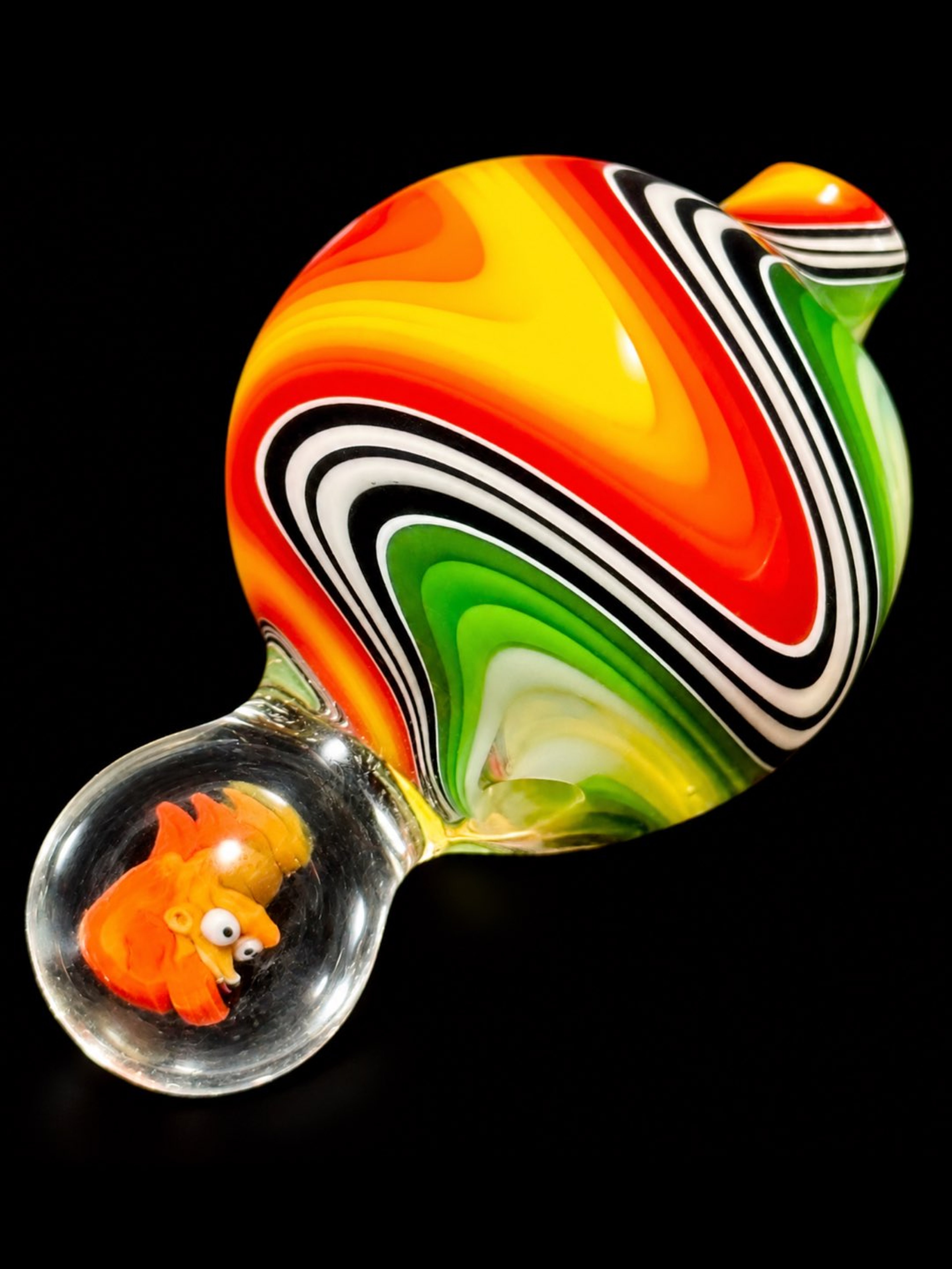 Preview pic of Future Glass Art (Ben Birney) Rasta Wig Wag Carb Cap with Hank Scorpio Millie