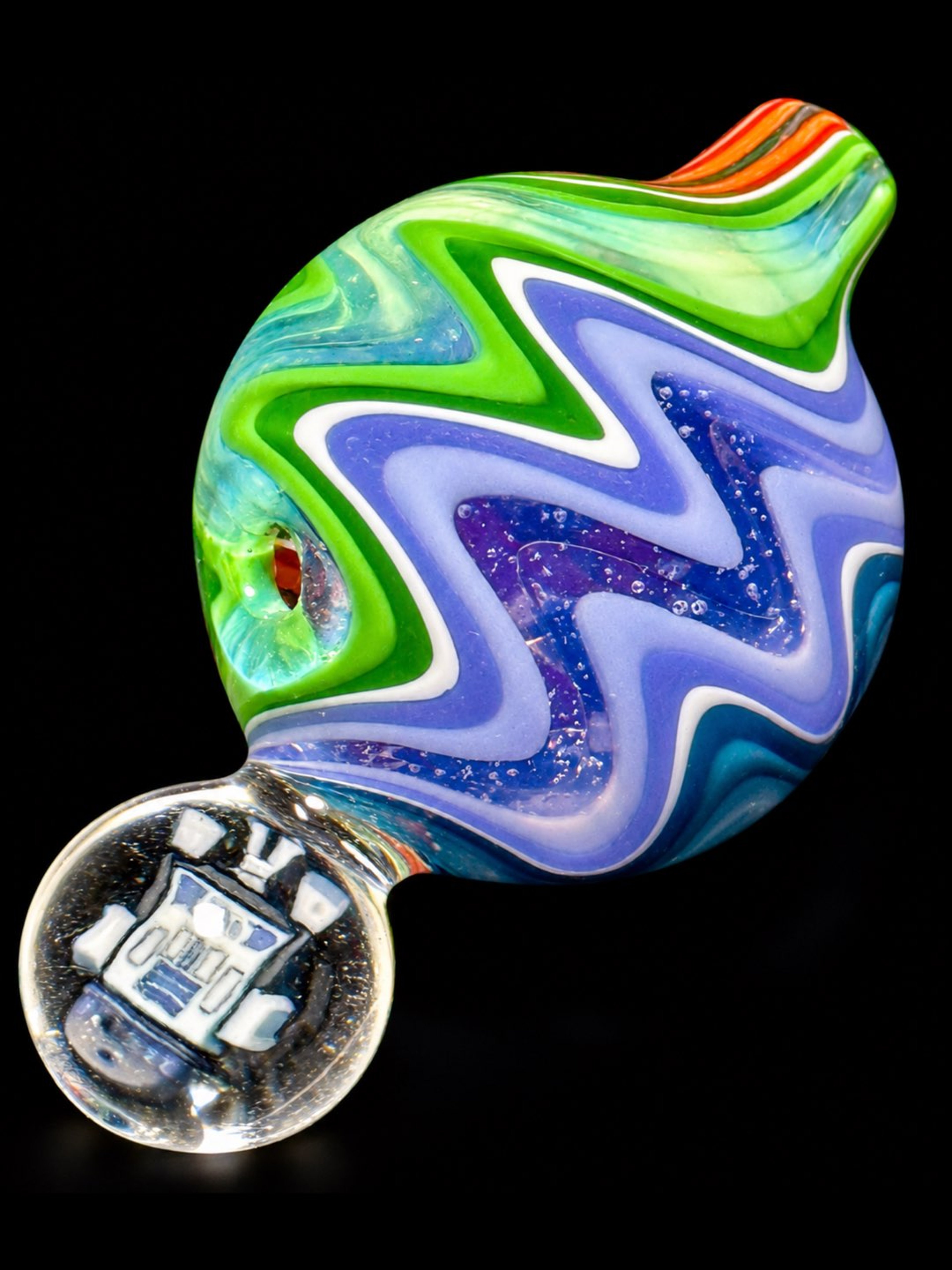 Preview pic of Future Glass Art (Ben Birney) Multicolor Wig Wag Carb Cap with R2-D2 Millie