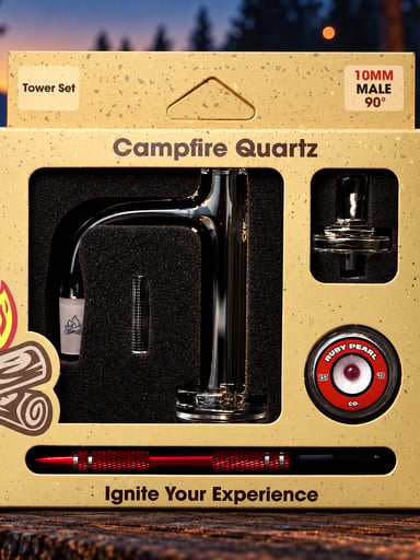Preview pic of 🆕 Campfire Quartz Tower Banger Box Set – 10mm Male 90° | Ruby Pearl Co