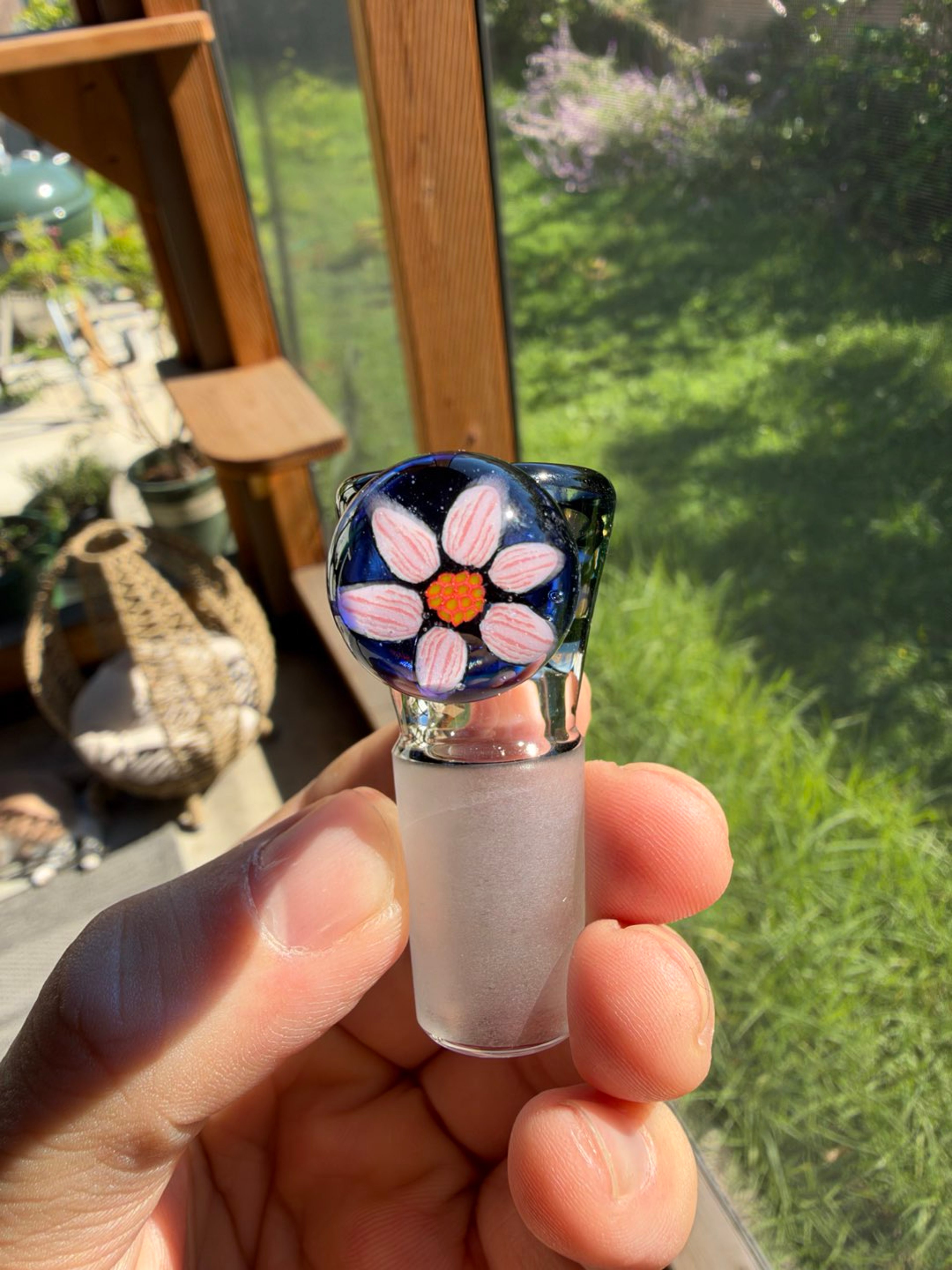 SleepyZ Stained Glass Tech Flower Mille Handle Slide image 0