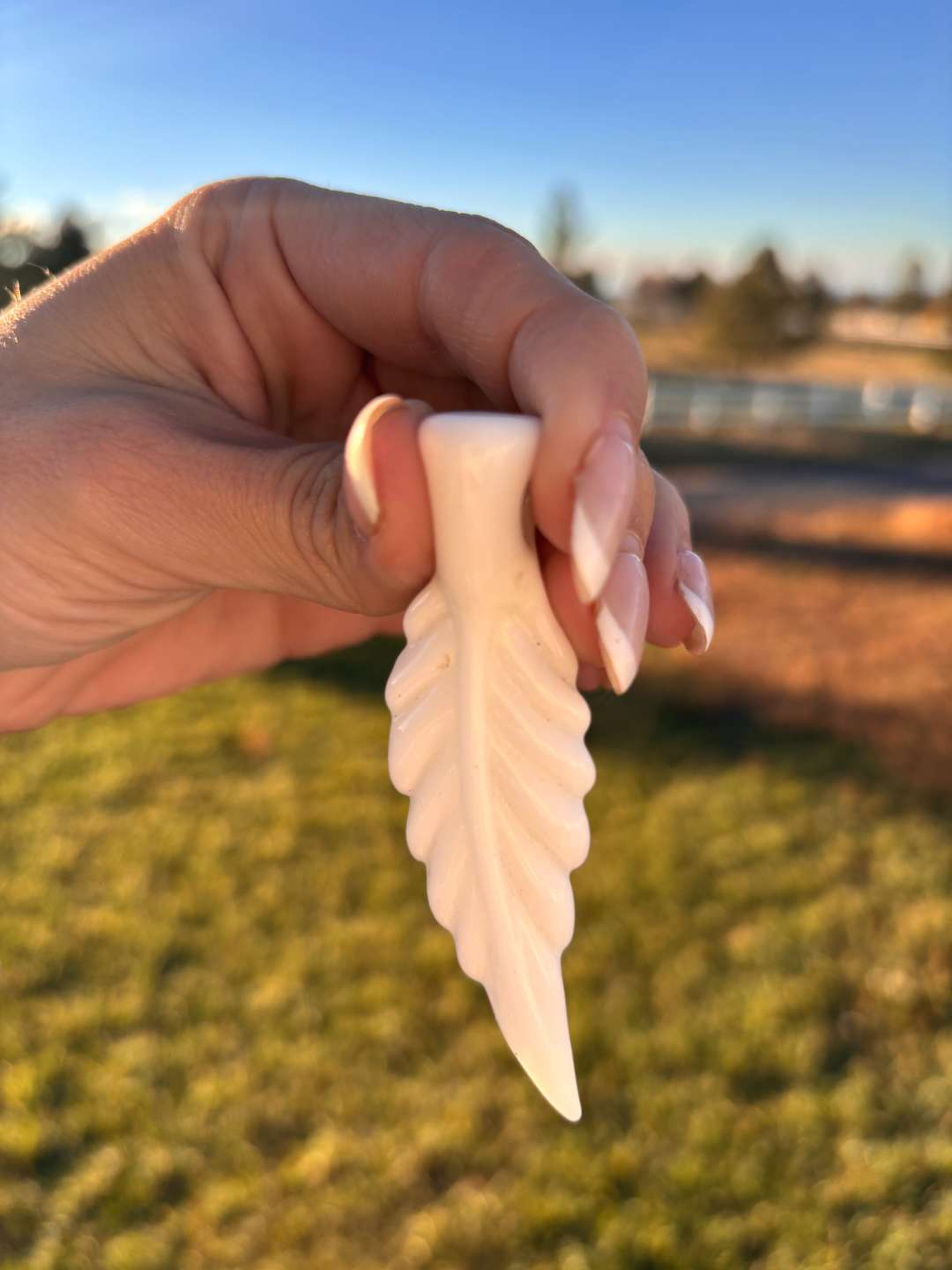 Preview pic of CALMBO Glass Feather Glass Pendant White