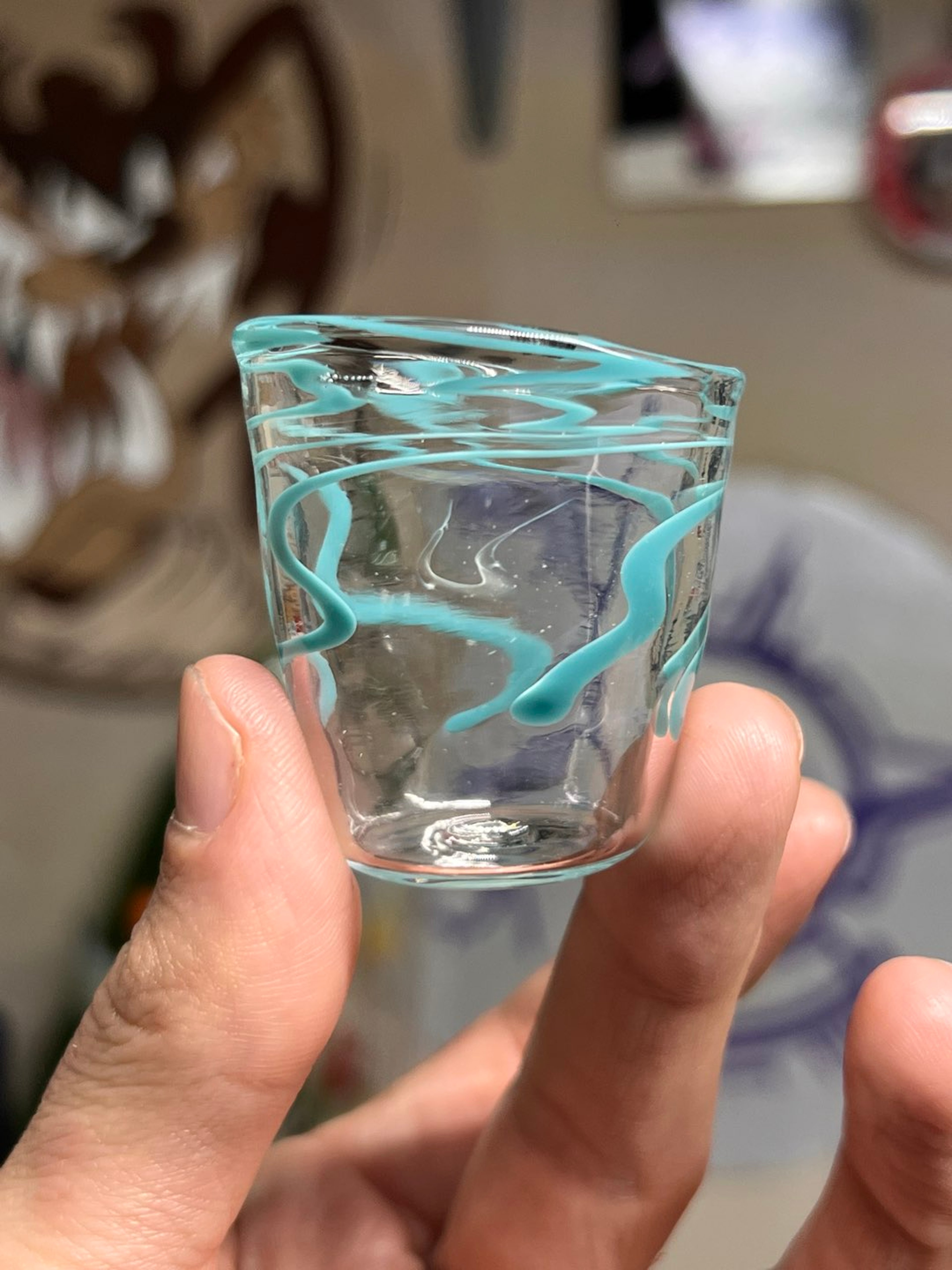 Small shot glass with aqua and uv pink accents image 0