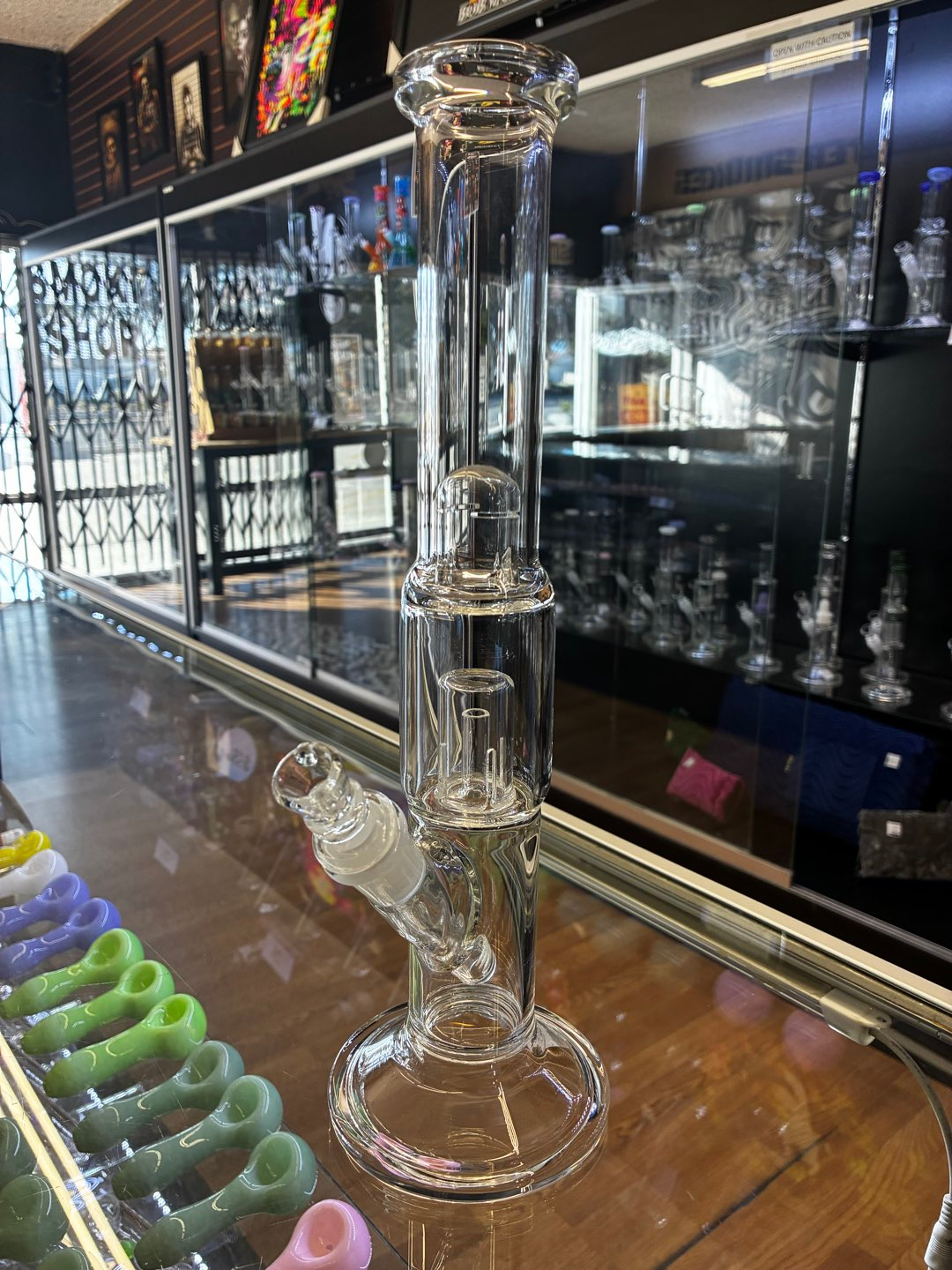 13” Cali Made Clear Tube with perc and splash guard image 0