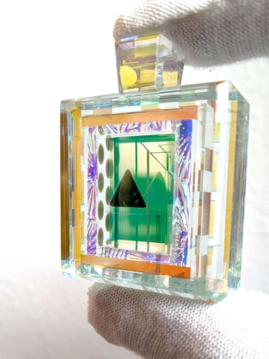 Preview pic of Boro Barto Dichroic Glass Rectangle Pendant