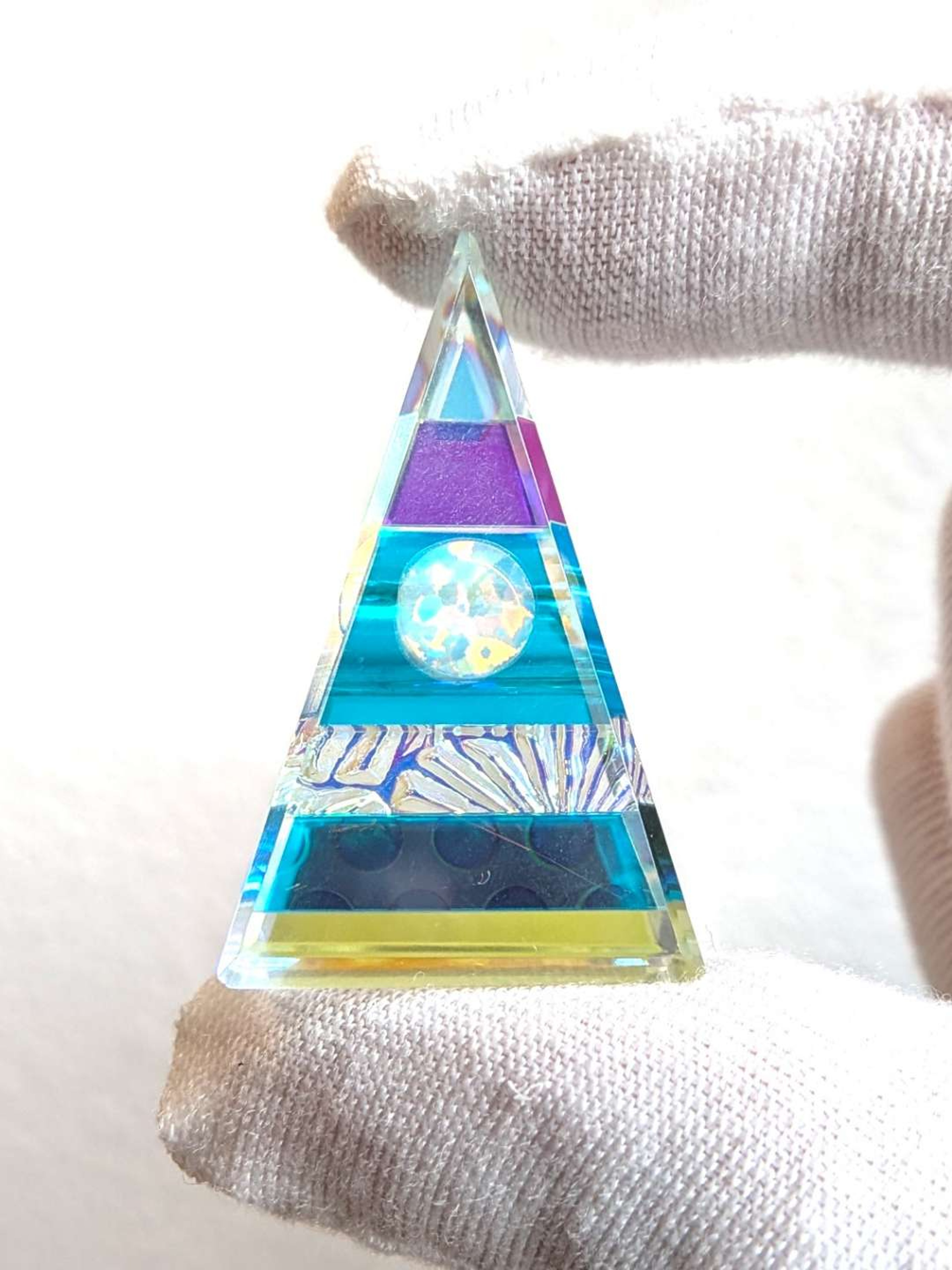 Preview pic of Boro Barto Dichroic Glass Triangle Pendant