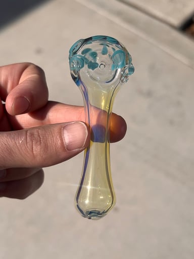 Preview pic of Silver fume over clear spoon with aqua swirls