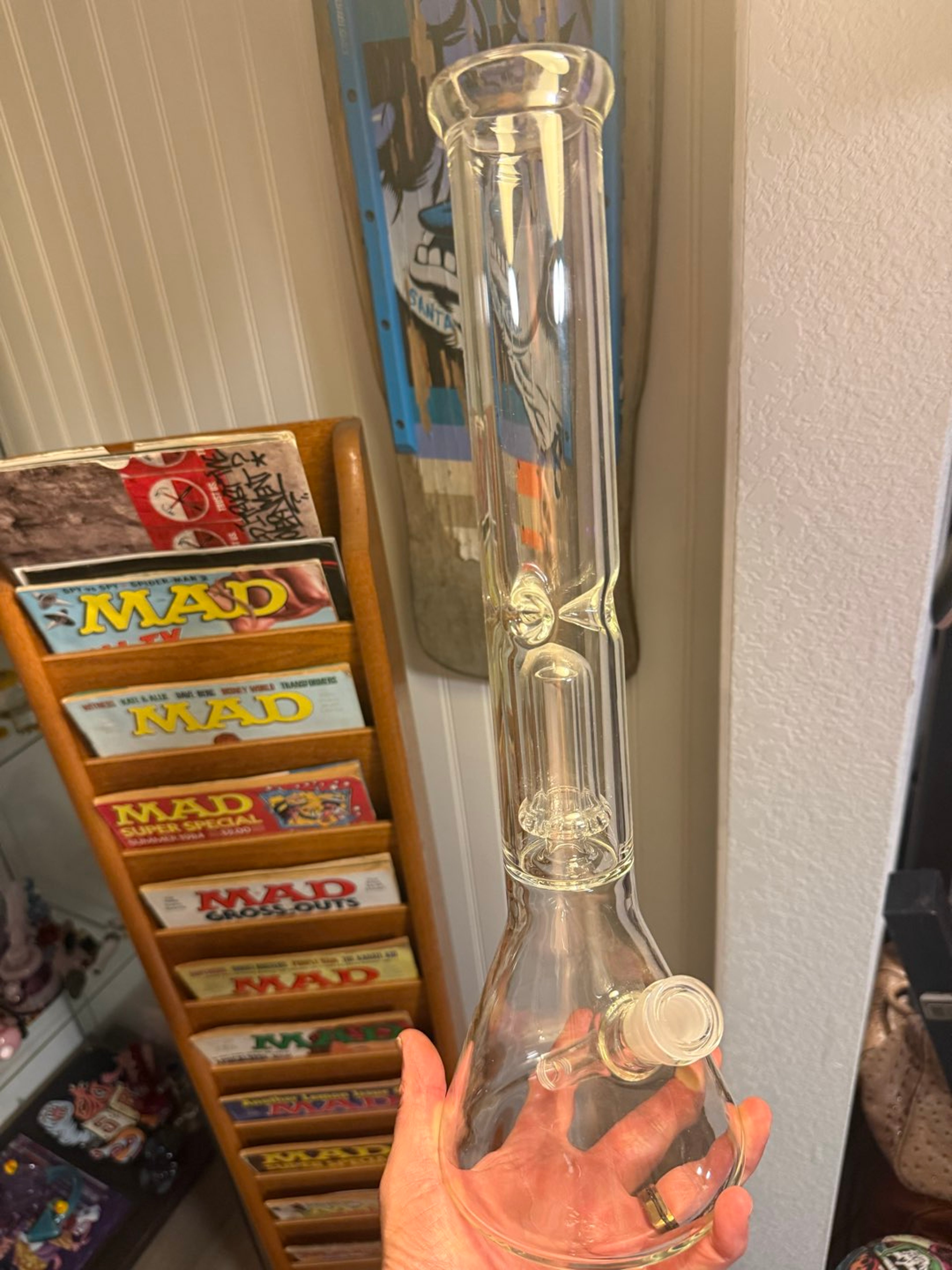 16” tall tube 9mm thick beaker with chamber image 0
