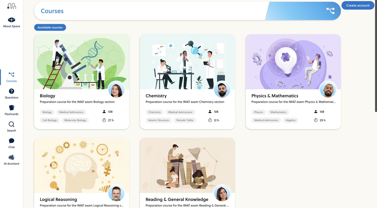 IMAT Mentor course and practice platform preview