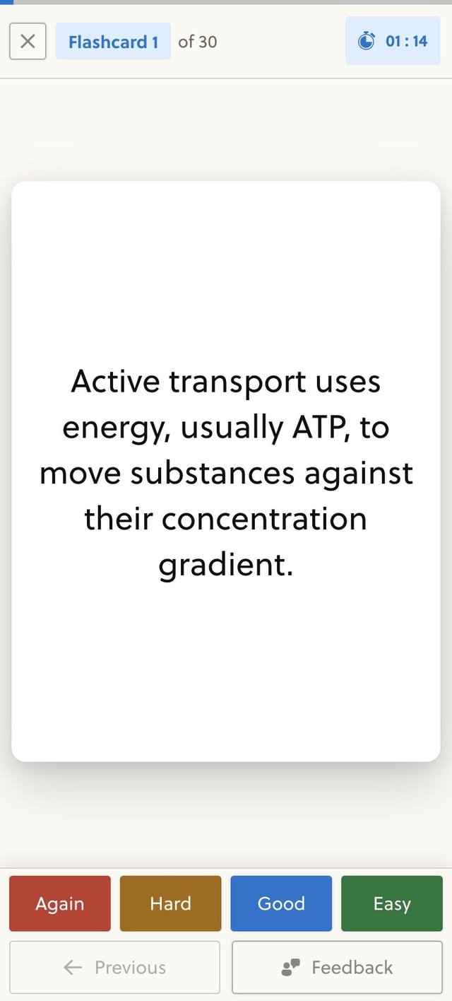 Reviewing active transport with IMAT Mentor flashcards