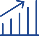 A graph rising upwards to the right