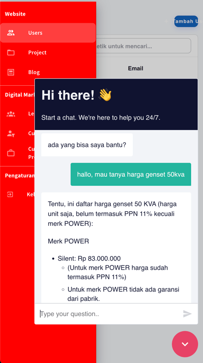 Halaman Index katalog produk.