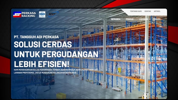 Website Utama: Tampilan responsif untuk profil perusahaan dan katalog produk.