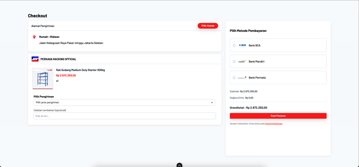 Halaman Checkout Produk
