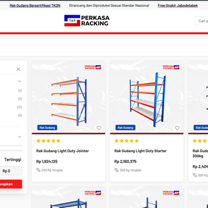 Portofolio website ecommerce perkasa shop