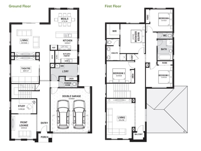 5 bedroom, 2.5 bathrooms, 2 car spaces floor plan