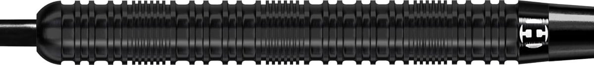 Black Harrows Caliber barrel horizontal showing ring grooves in grip zones along the barrel and the Harrows H at the rear