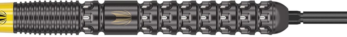 Target Luke Littler G1 barrel profile showing the straight barrel shape, dual pixel grip, and black PVD coating