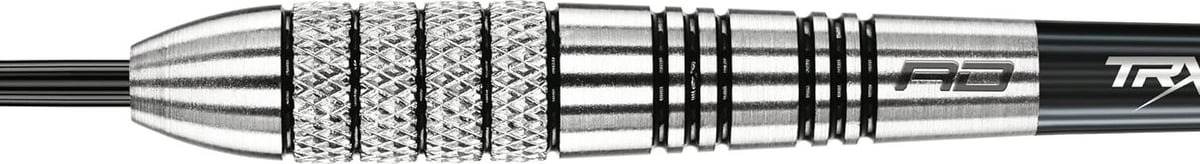 Red Dragon Flightmaster Sidewinder barrel horizontal showing the square-groove grip sections and knurled centre band