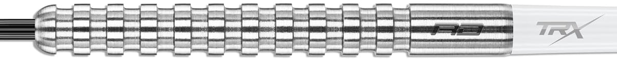 Red Dragon Javelin 85% tungsten darts showing the straight parallel barrel and full-length square groove grip