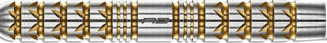 Red Dragon Paradym Gold barrel horizontal showing the angled grip cuts at each end and the micro rings in the centre