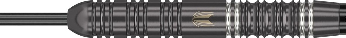 Target Ares single barrel shown horizontally in matte black finish, with radial grooves running the length and a gold logo at the centre
