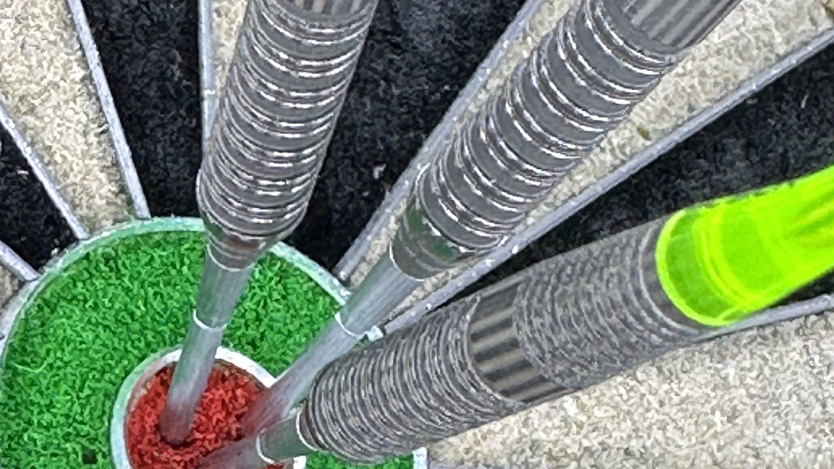 Target Bolide 02 dart in the bullseye