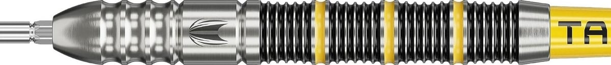 Target BUZZ 02 barrel horizontal showing the radial groove grip pattern and yellow ring detailing