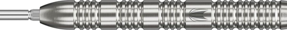 Target Hydro Barrel 02 shown horizontally, with the torpedo profile widening towards the nose and finely milled radial grooves along the body