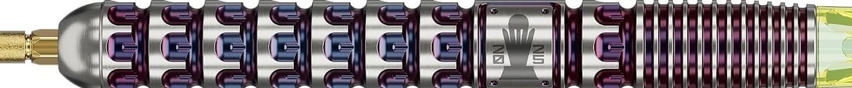 Target Luke Littler World Champion barrel horizontal showing the Pixel Grip milling and the engraved centre band