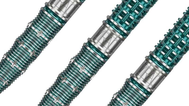 Target The Miracle G7 dart barrels at an angle showing the green finish and dual-zone milled grip