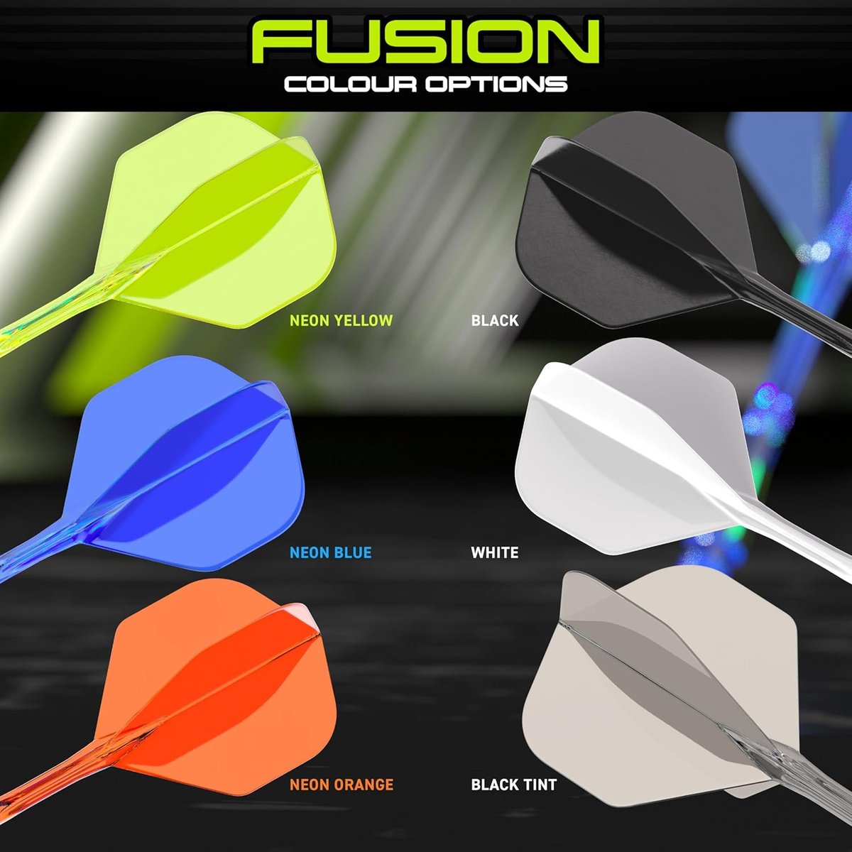 Winmau Fusion integrated flights available colour options