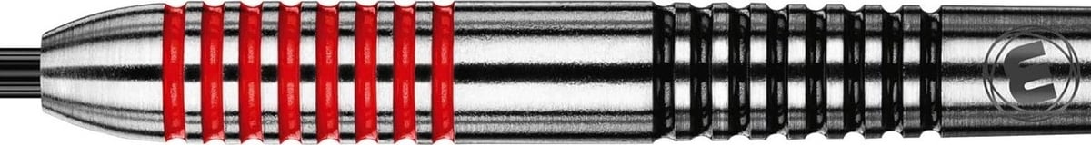 Winmau Ton Machine single barrel shown horizontally, with shallow ring grip sections at the front and rear separated by a smooth central band