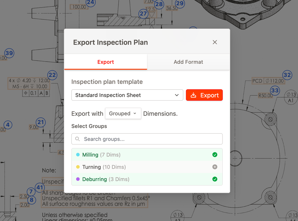 New export UI