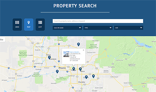Example of how our commercial real estate listing plugin looks.