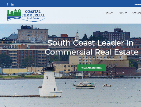 Screenshot of website created for Coastal CRE a full service brokerage in New Bedford, Massachusetts.