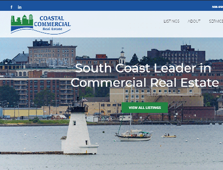 Screenshot of website designed for Coastal Commercial, a brokerage in New Bedford, Massachusetts.