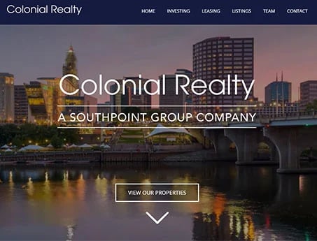 A screenshot of the website created for Colonial Realty, a brokerage in Norwalk, Connecticut.