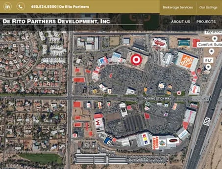 Screenshot of website designed for De Rito Partners a commercial developer in Arizona.