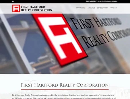 Screenshot of website created for First Hartford, a national realty company.