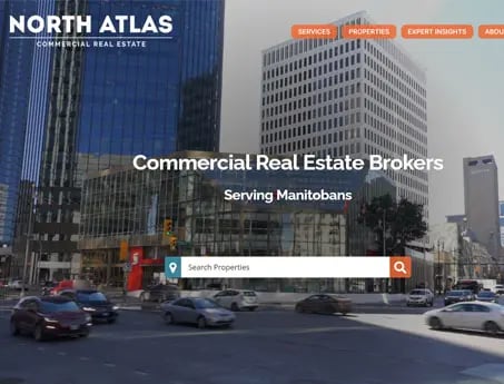 Screenshot of the website made for North Atlas, a Manitoba Canada commercial brokerage.