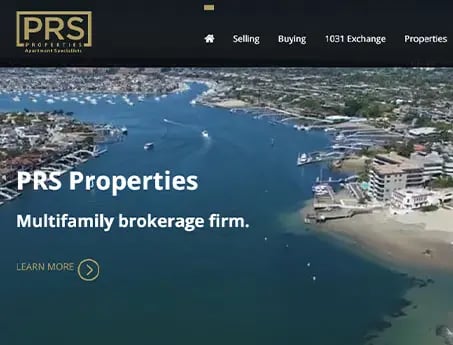 Screenshot of a website created for PRS Properties in Southern California. A brokerage that focuses on multifamily investments.