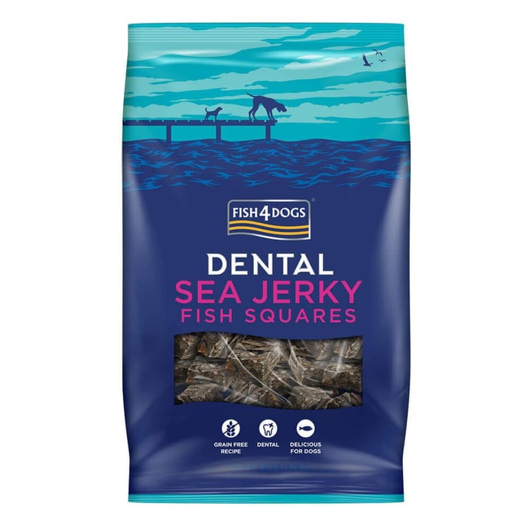 Fish4Dogs Sea Jerky Squares žuvies skanėstai šunims, 115g