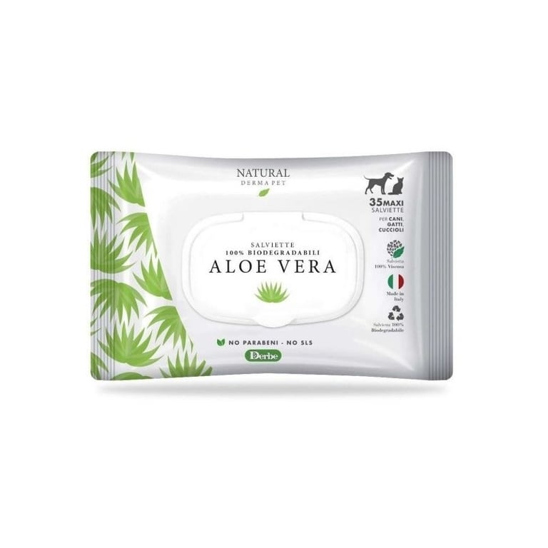 Derbe Natural Derma Pet koera/kassi puhastuslapid aaloega N35