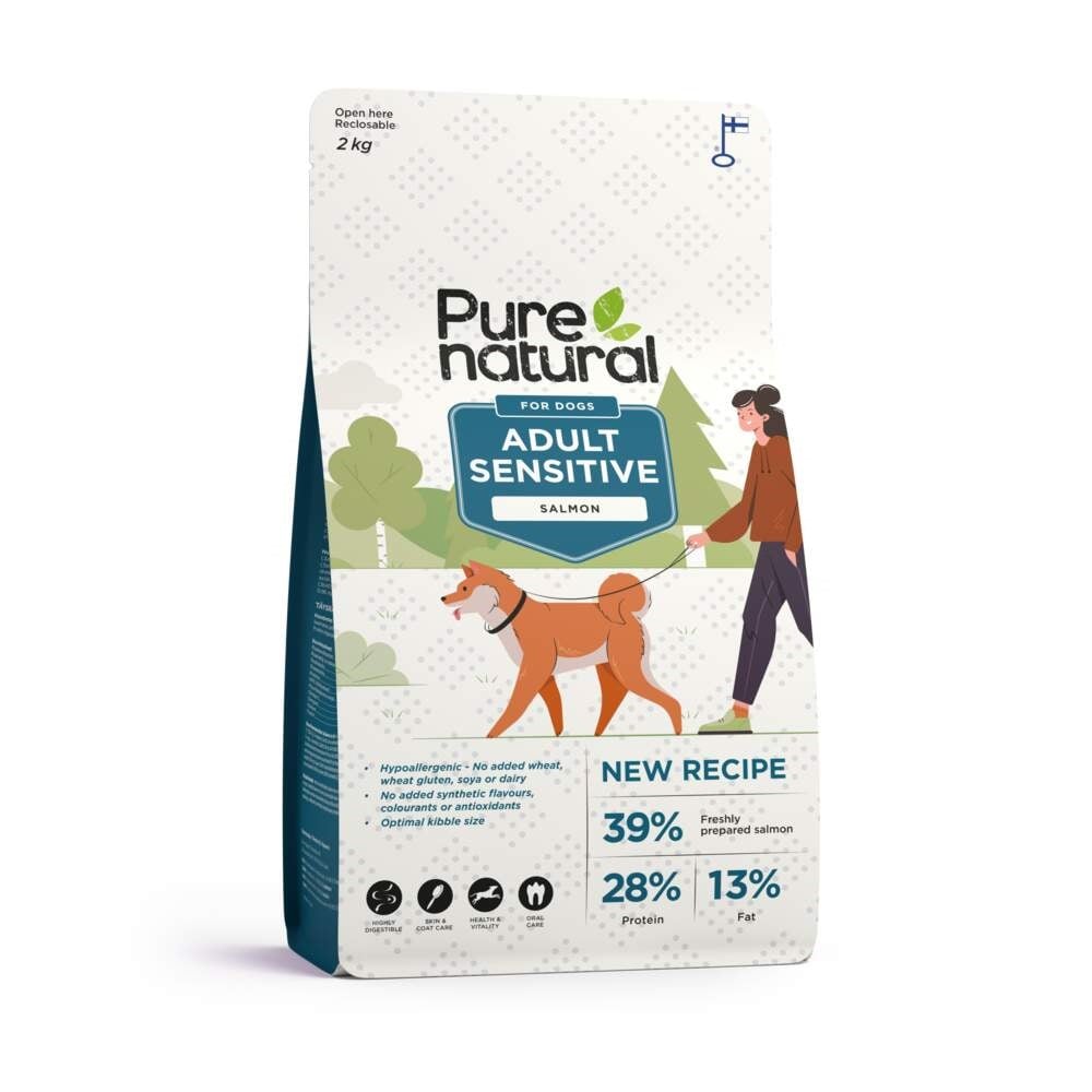 PURENATURAL Sensitive sausā barība pieaugušiem suņiem, lasis, 2kg - Produkta attēls 1