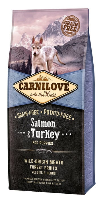 Carnilove sausas maistas šuniukams, su lašiša ir kalakutiena, 12kg