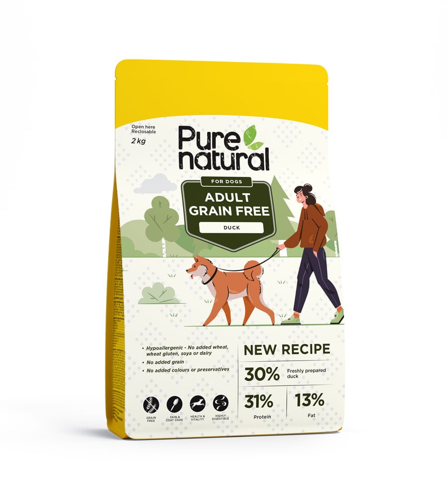 PURENATURAL BEGRŪDIS SAUSAS MAISTAS SUAUGUSIEMS ŠUNIMS SU ANTIENA, 2 KG -  1