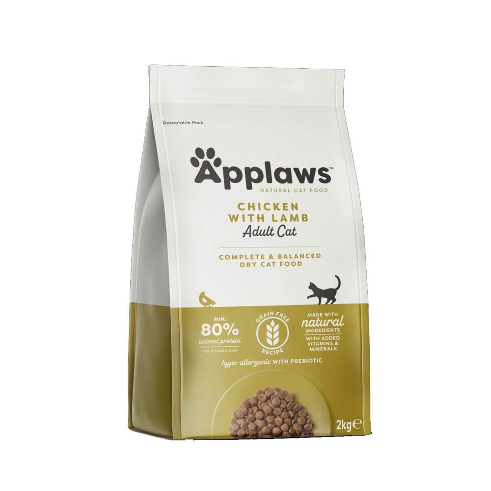APPLAWS sausā barība pieaugušiem kaķiem, vista/jērs, 2kg - Produkta attēls 1