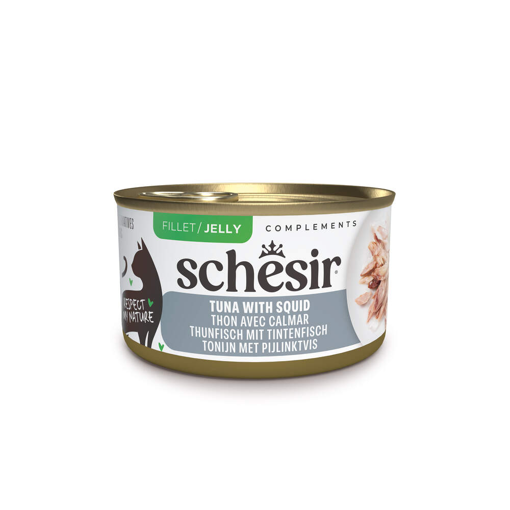 Schesir mitrā barība kaķiem, tuncis/kalmāri želejā, 70g - Produkta attēls