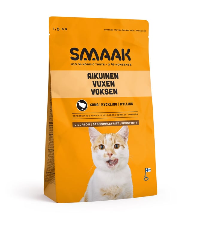 SMAAK sausā barība kaķiem, vista, 1,5kg